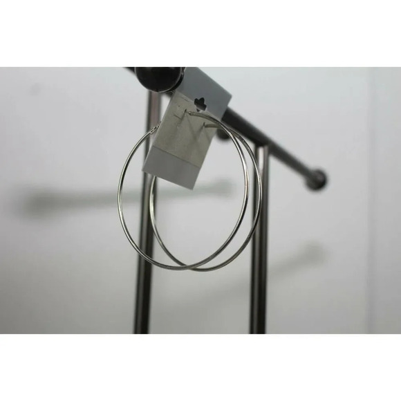 ladies 2in silver hoop earrings - Picture 2 of 2